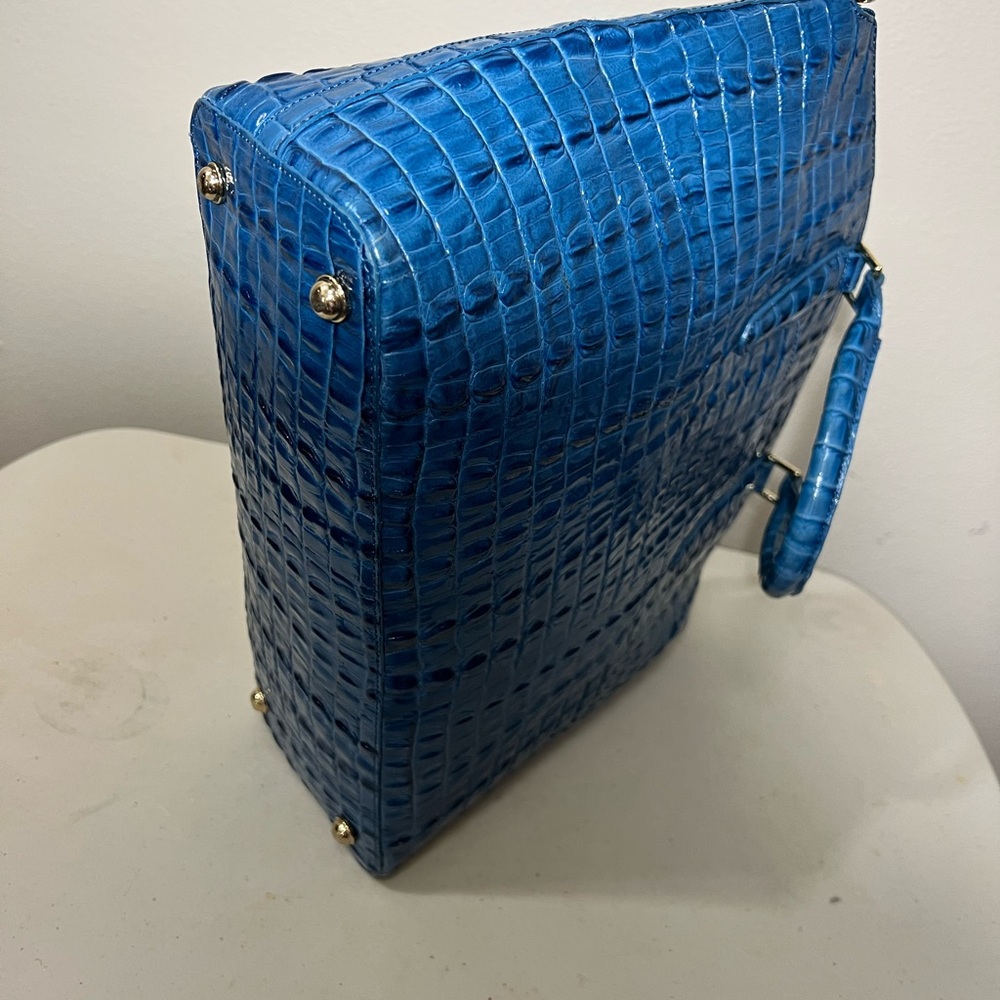 BRAHMIN DUXBURY Blue Crocodile Embossed Handbag 14 x 9.5 x 5 - Picture 5 of 11